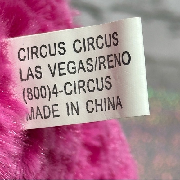 Circus Circus Pink BEAR I Love Reno Plush Waffle Fur Bow Heart Stuffed Animal - Picture 9 of 9